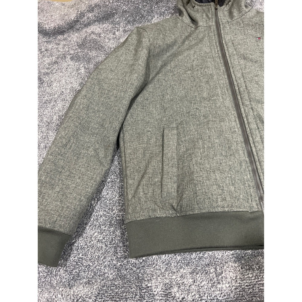 Tommy Hilfiger Mens Softshell Hooded Jacket Grey Full Zip Size Medium - Picture 5 of 15